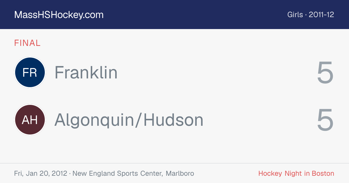 Franklin at Algonquin/Hudson score card