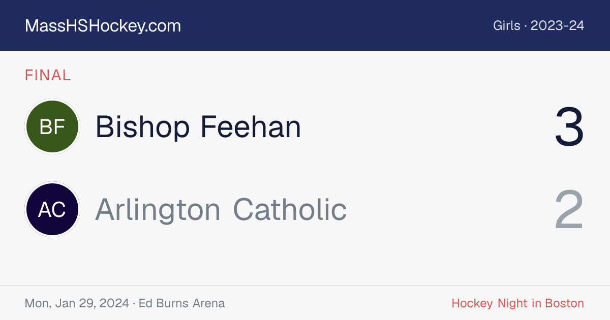 Bishop Feehan at Arlington Catholic score card