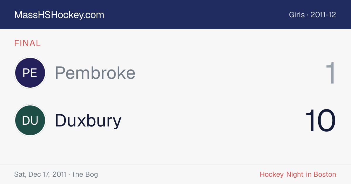 Pembroke at Duxbury score card