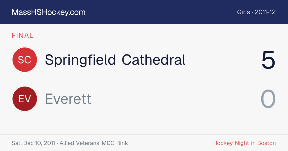 Springfield Cathedral at Everett score card