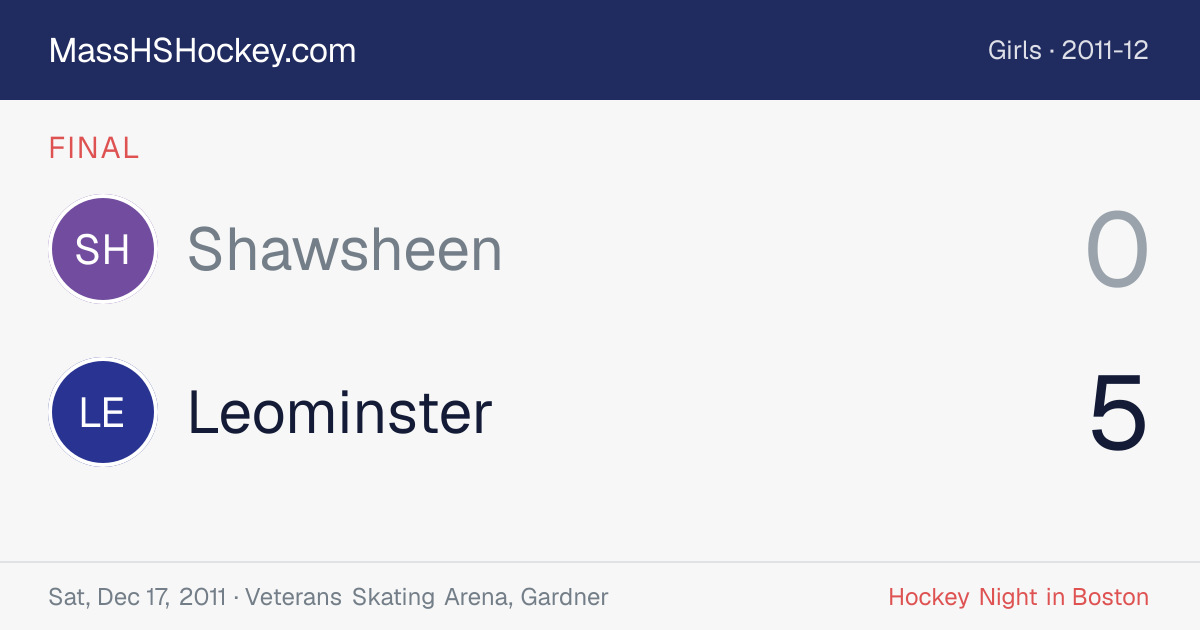 Shawsheen at Leominster score card