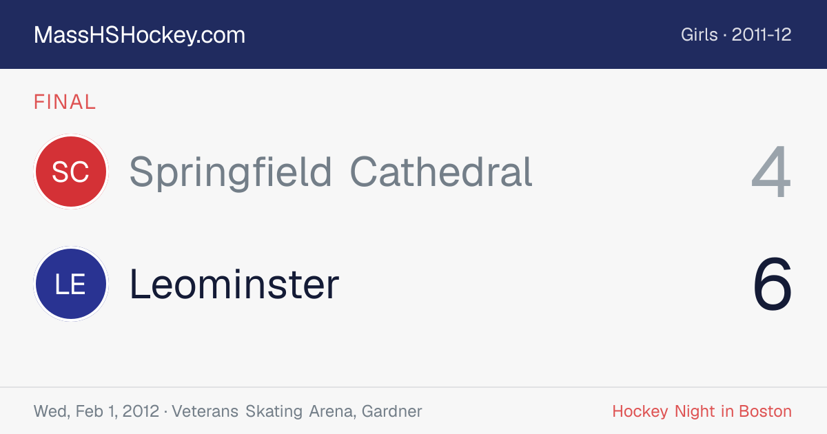 Springfield Cathedral at Leominster score card