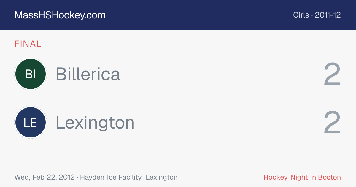 Billerica at Lexington score card