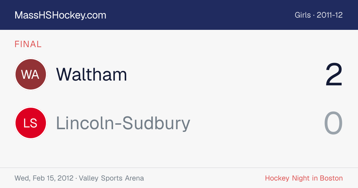 Waltham at Lincoln-Sudbury score card