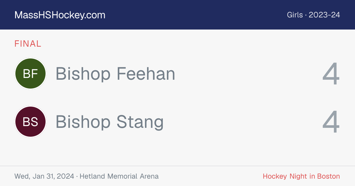 Bishop Feehan at Bishop Stang score card