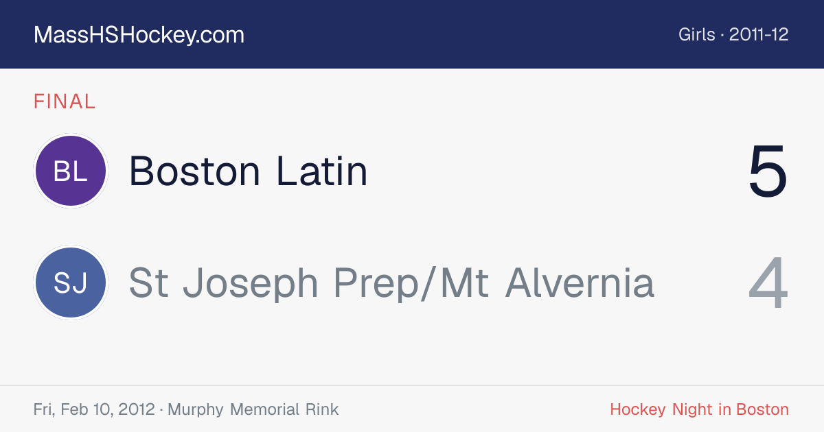 Boston Latin at St Joseph Prep/Mt Alvernia score card