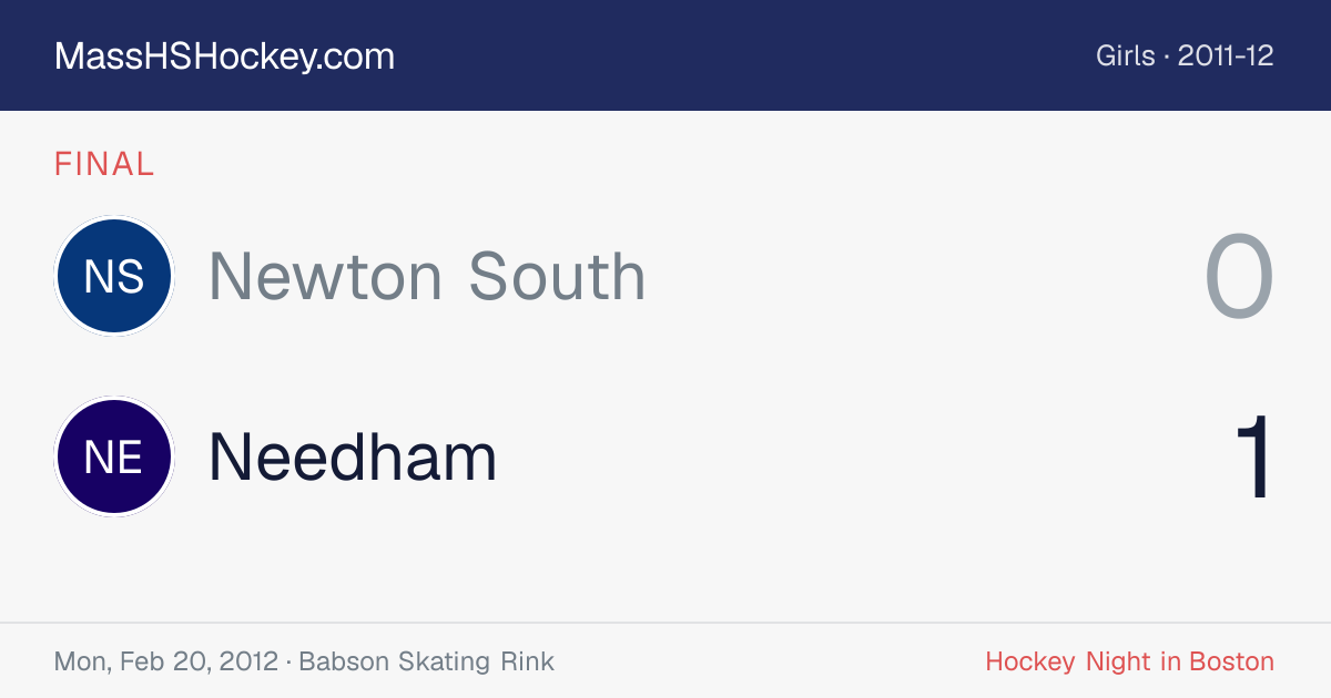 Newton South at Needham score card
