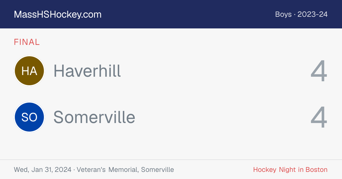 Haverhill at Somerville score card