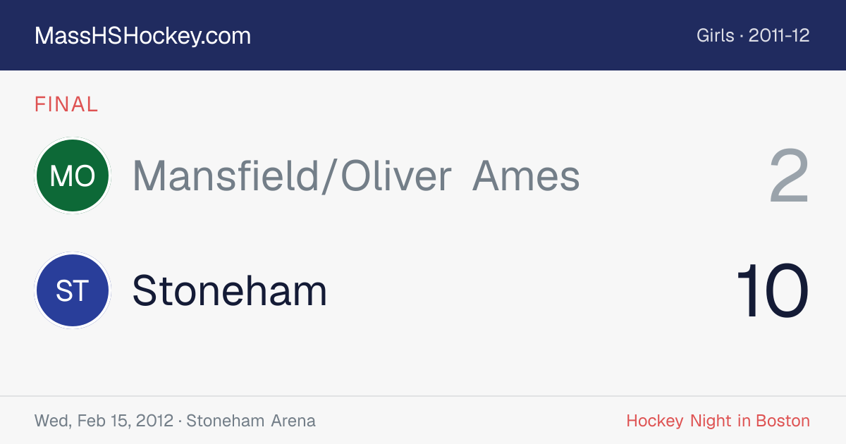 Mansfield/Oliver Ames at Stoneham score card