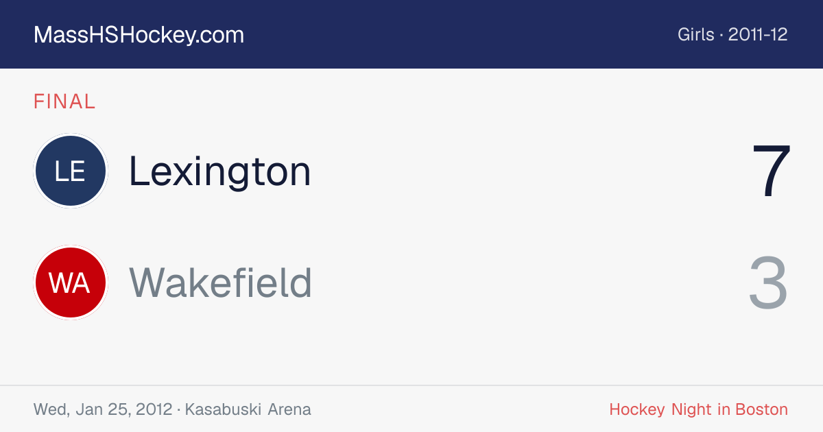 Lexington at Wakefield score card