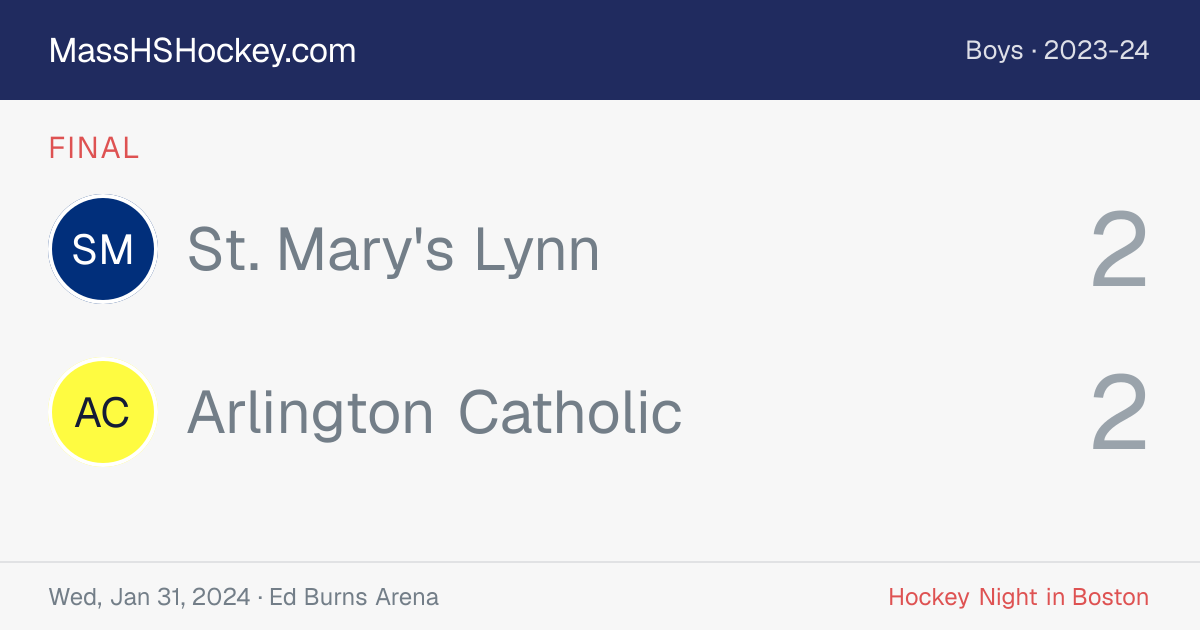 St. Mary's Lynn at Arlington Catholic score card