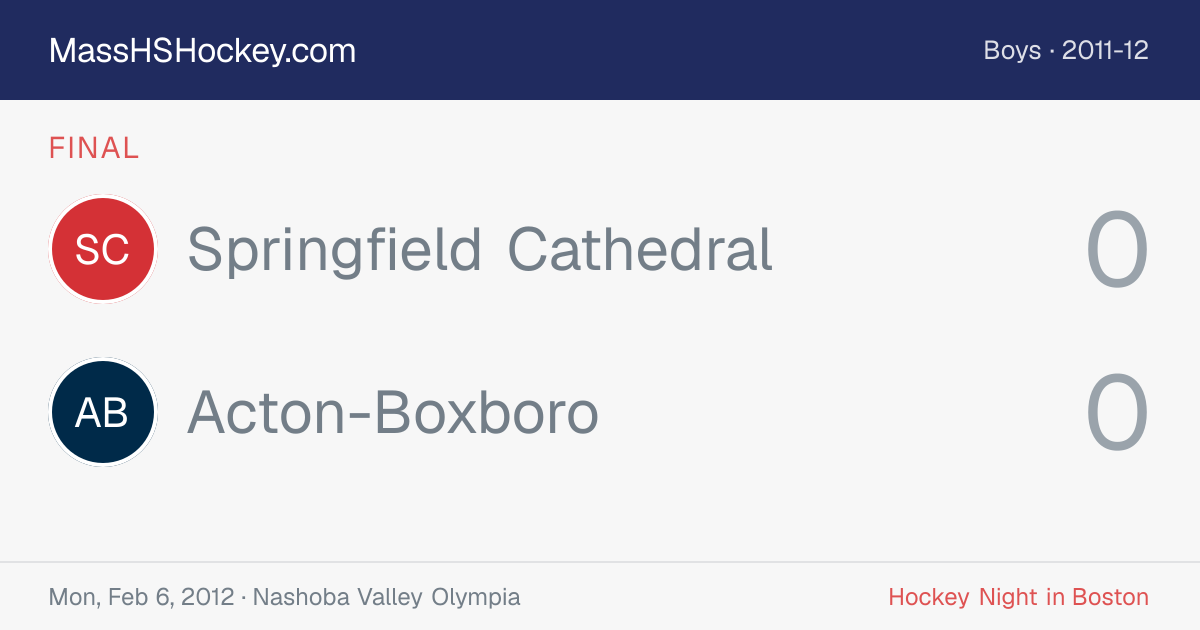 Springfield Cathedral at Acton-Boxboro score card