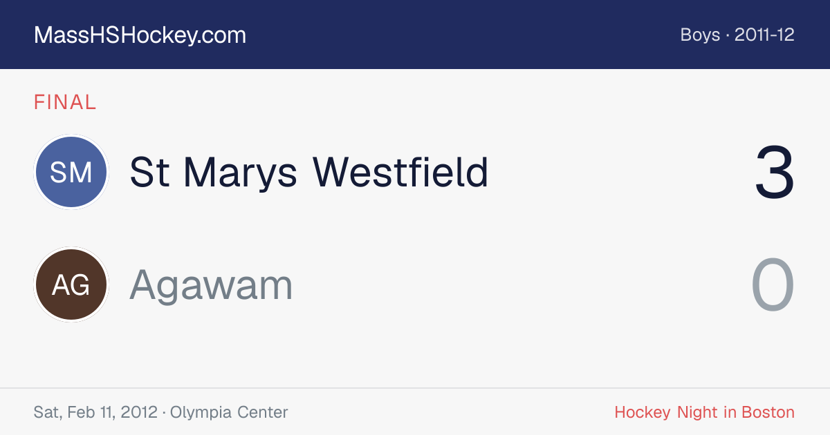 St Marys Westfield at Agawam score card
