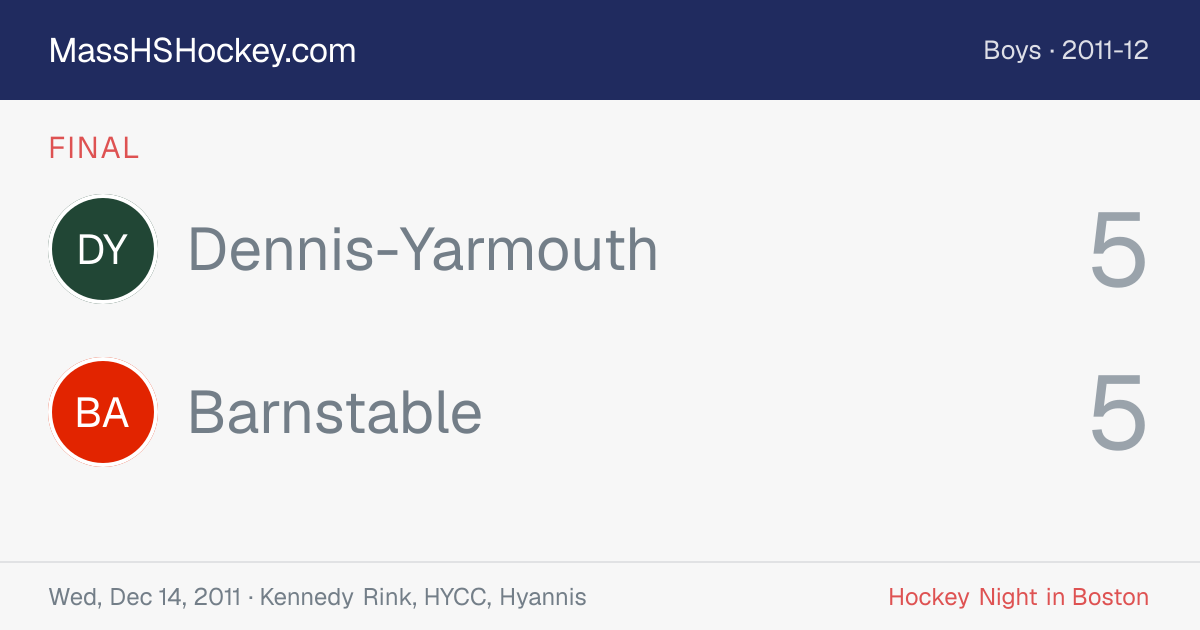 Dennis-Yarmouth at Barnstable score card