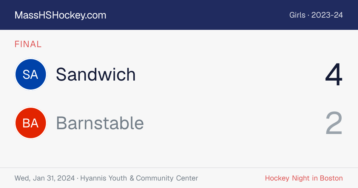 Sandwich at Barnstable score card