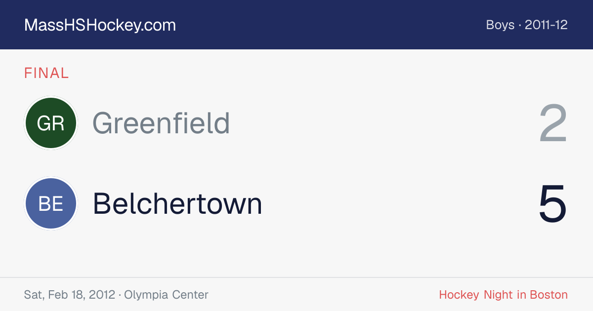 Greenfield at Belchertown score card