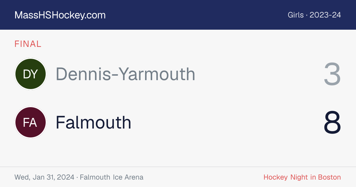 Dennis-Yarmouth at Falmouth score card