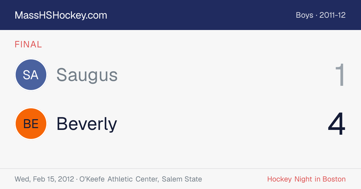 Saugus at Beverly score card