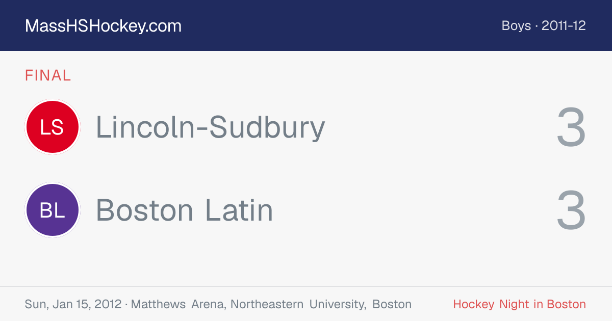 Lincoln-Sudbury at Boston Latin score card