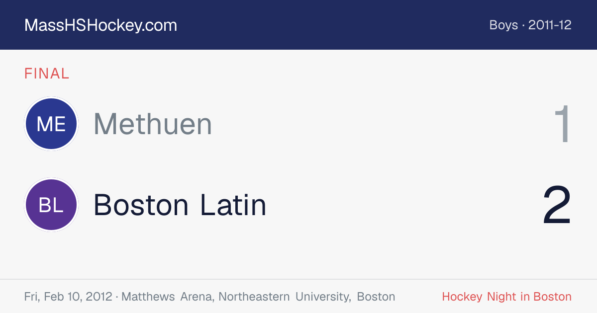 Methuen at Boston Latin score card