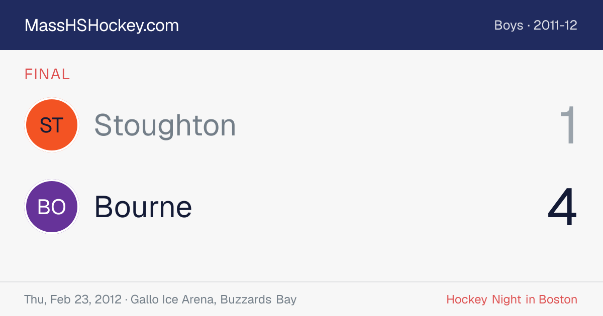 Stoughton at Bourne score card