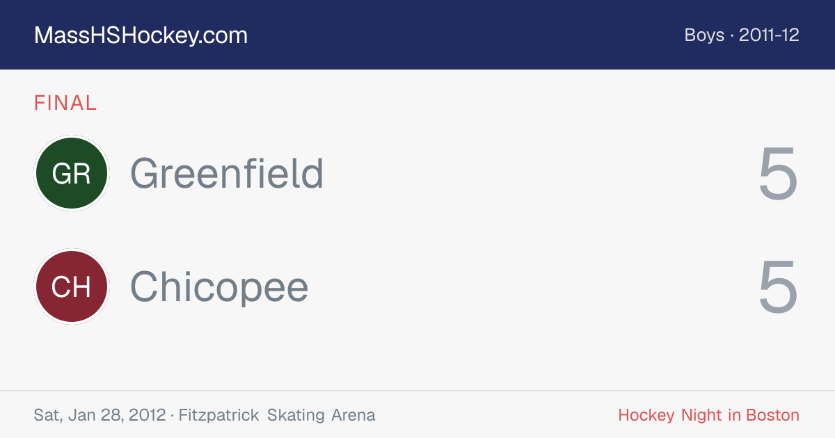 Greenfield at Chicopee score card