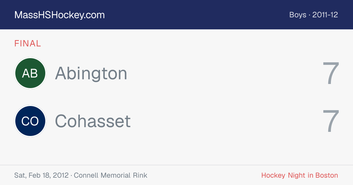 Abington at Cohasset score card