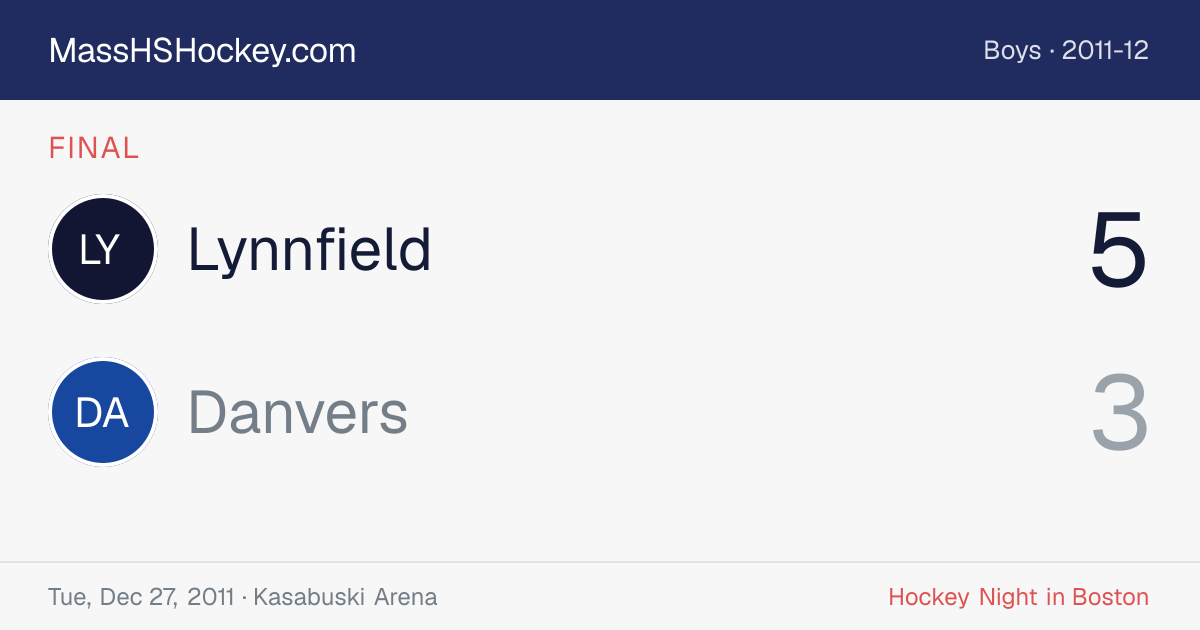 Lynnfield at Danvers score card