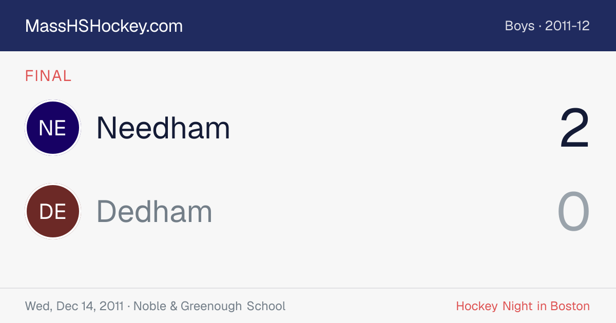 Needham at Dedham score card