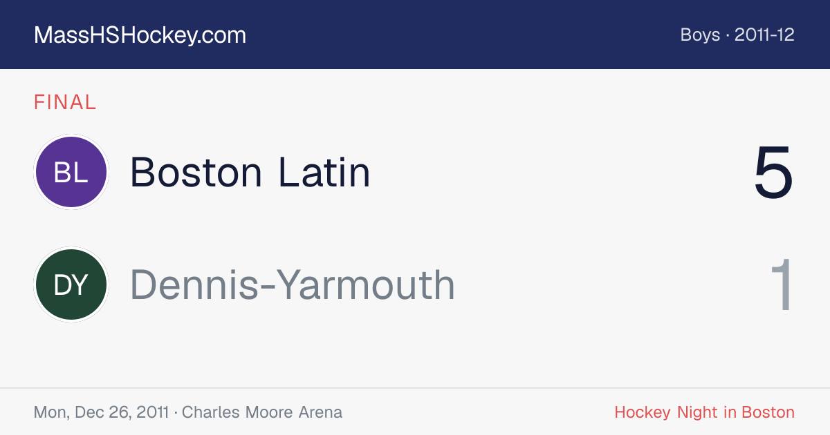 Boston Latin at Dennis-Yarmouth score card