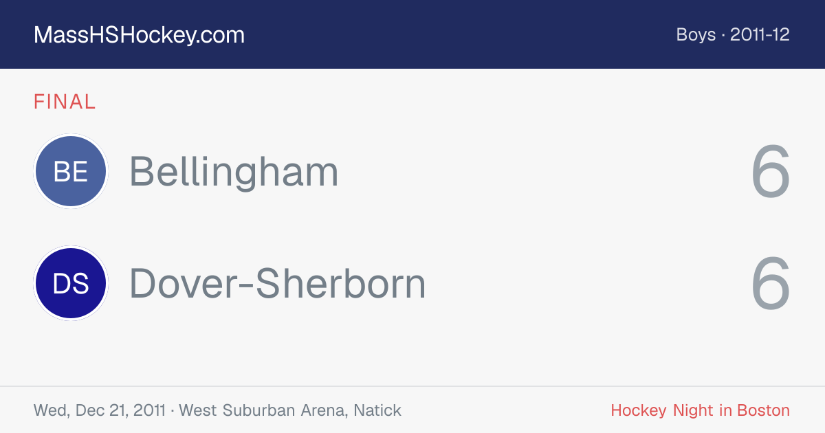 Bellingham at Dover-Sherborn score card