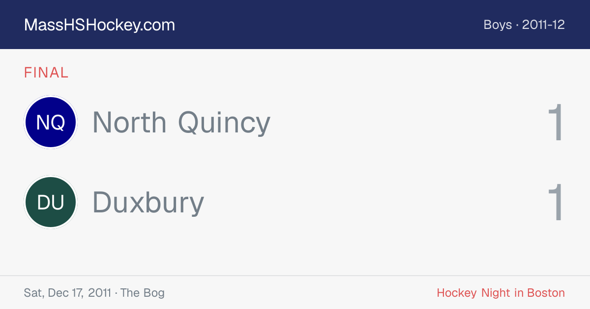 North Quincy at Duxbury score card