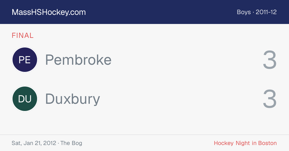 Pembroke at Duxbury score card