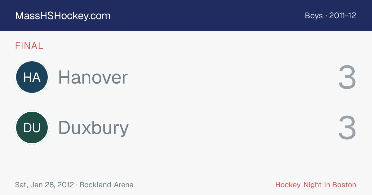Hanover at Duxbury score card
