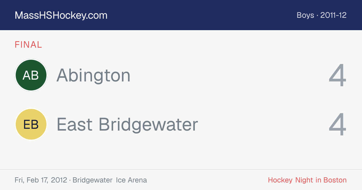 Abington at East Bridgewater score card
