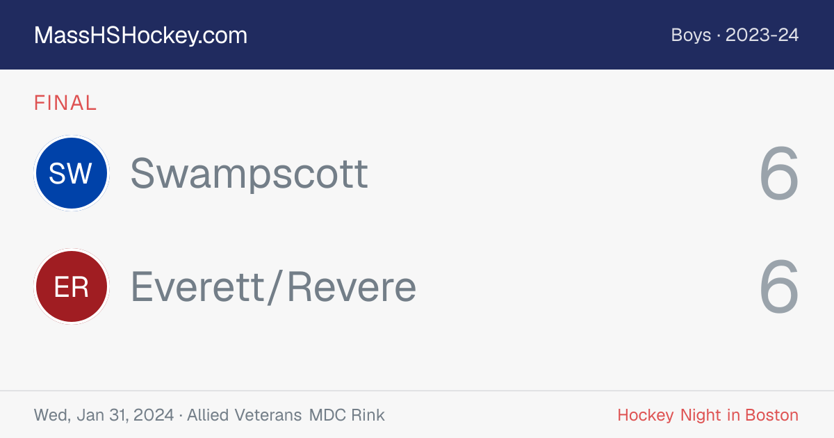 Swampscott at Everett/Revere score card