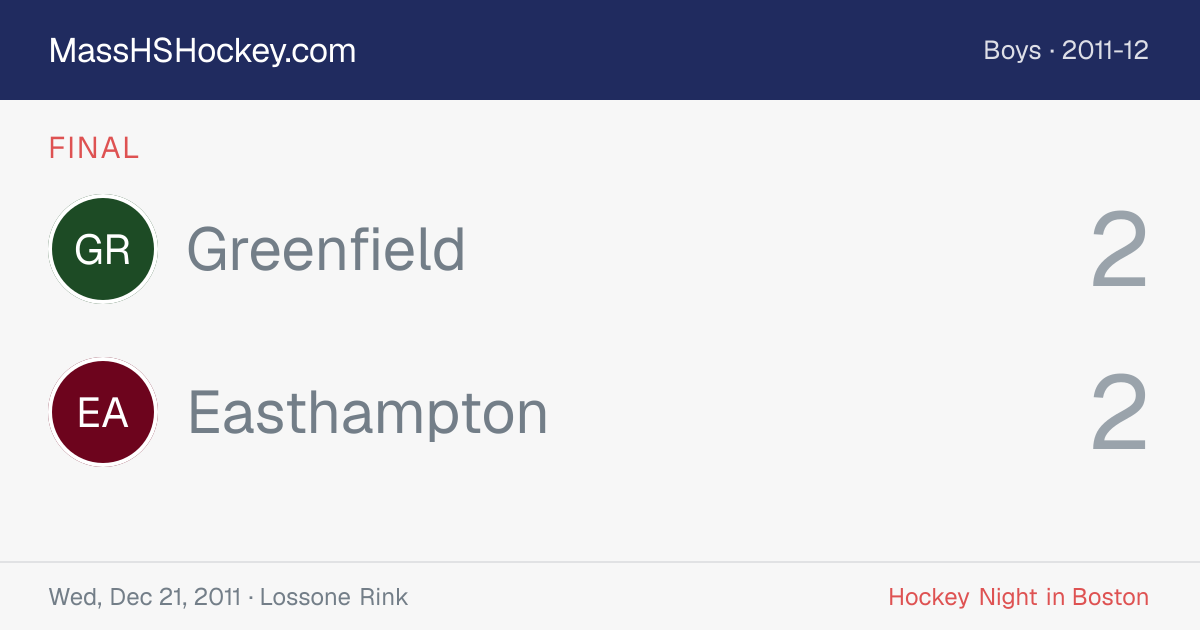 Greenfield at Easthampton score card