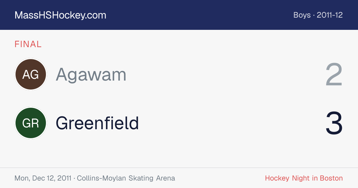 Agawam at Greenfield score card