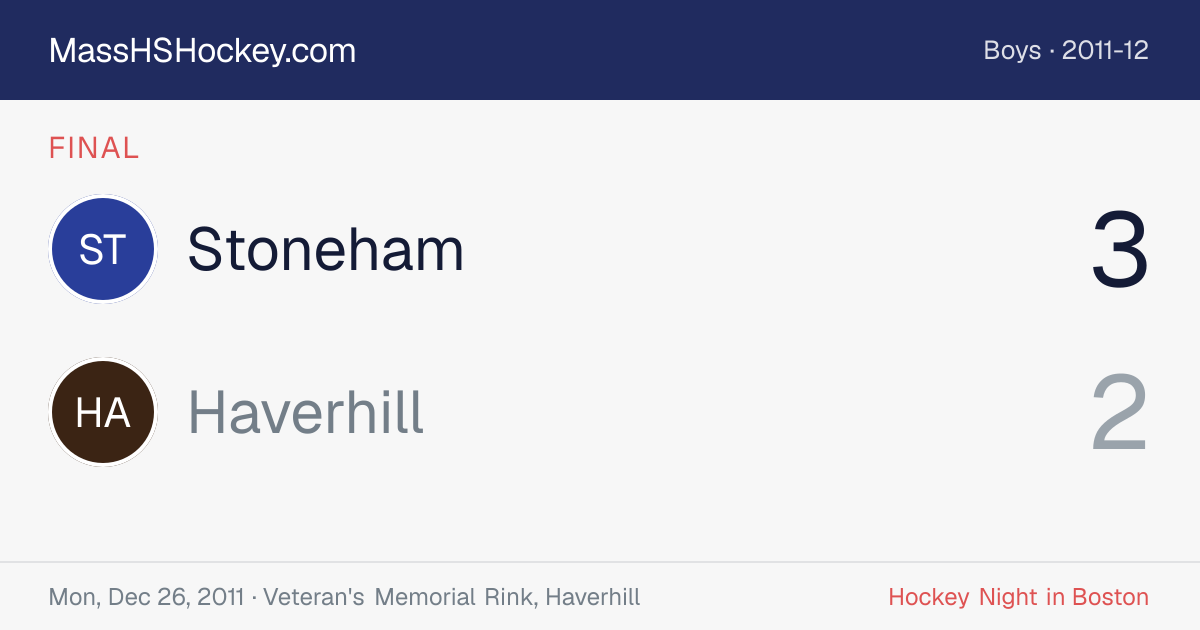 Stoneham at Haverhill score card