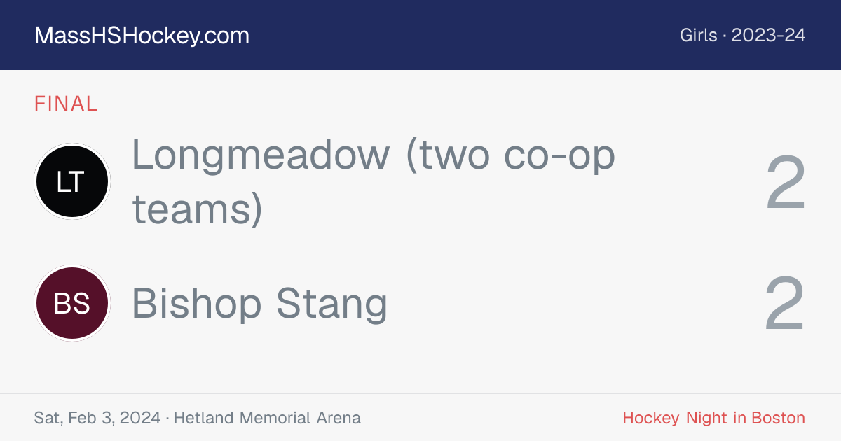 Longmeadow (two co-op teams) at Bishop Stang score card