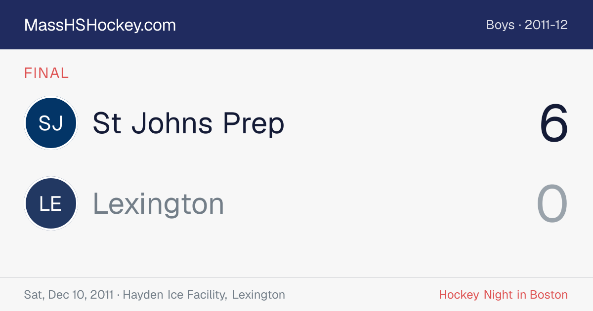 St Johns Prep at Lexington score card