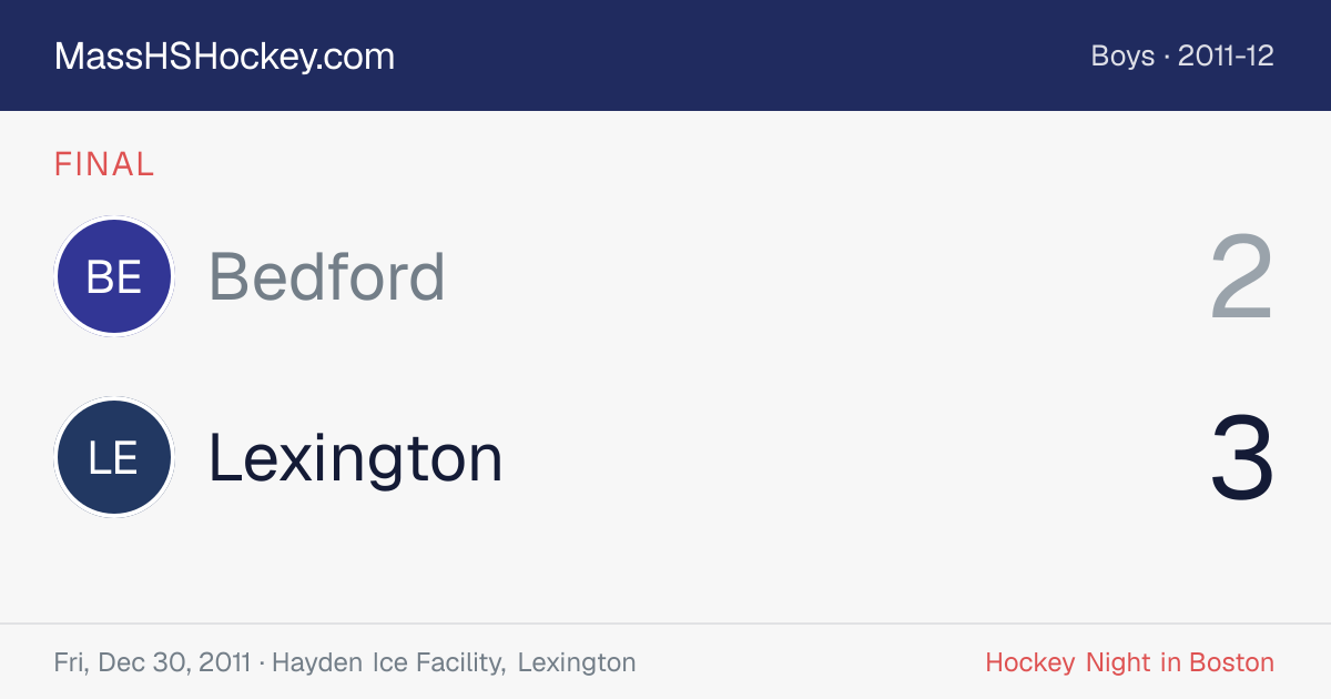 Bedford at Lexington score card