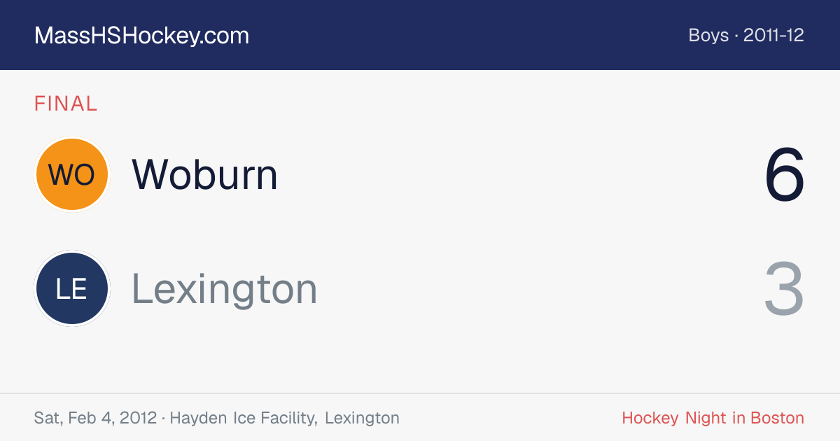 Woburn at Lexington score card