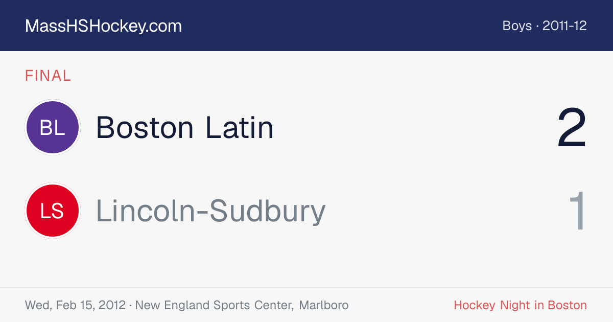 Boston Latin at Lincoln-Sudbury score card