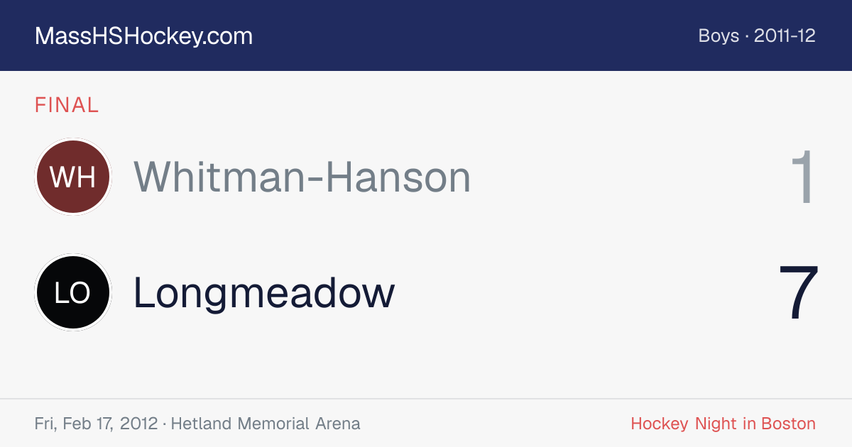 Whitman-Hanson at Longmeadow score card