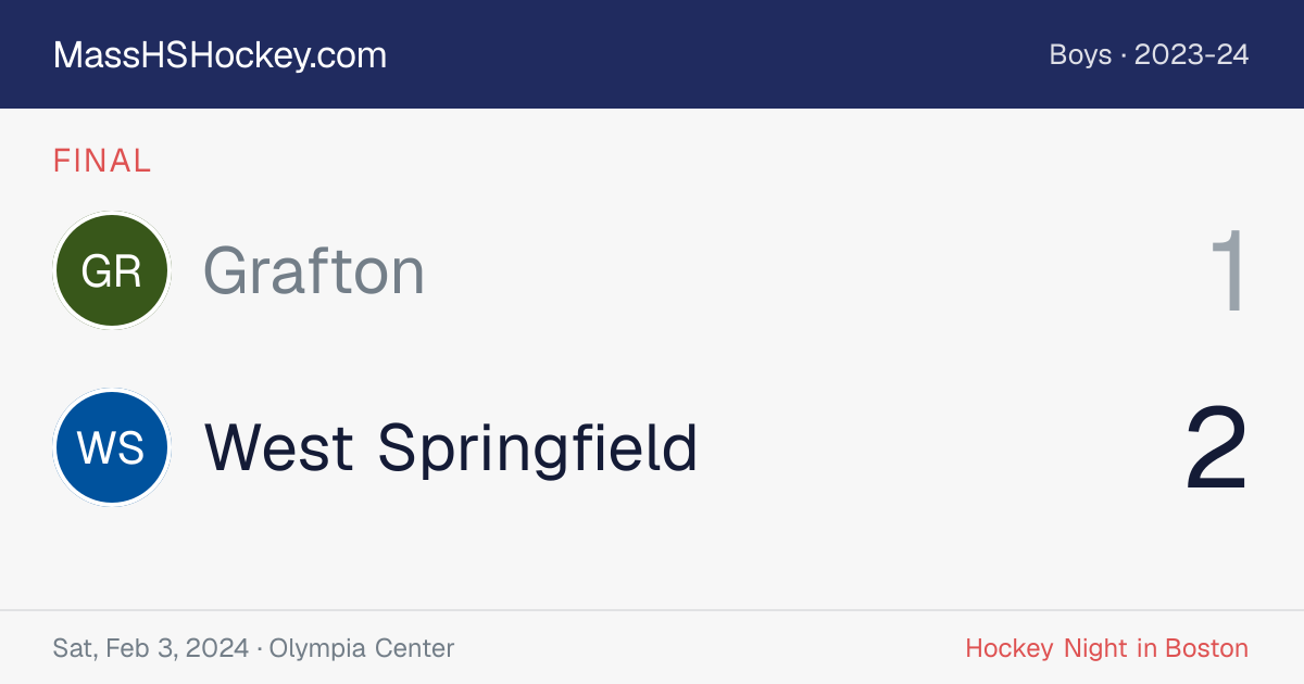 Grafton at West Springfield score card