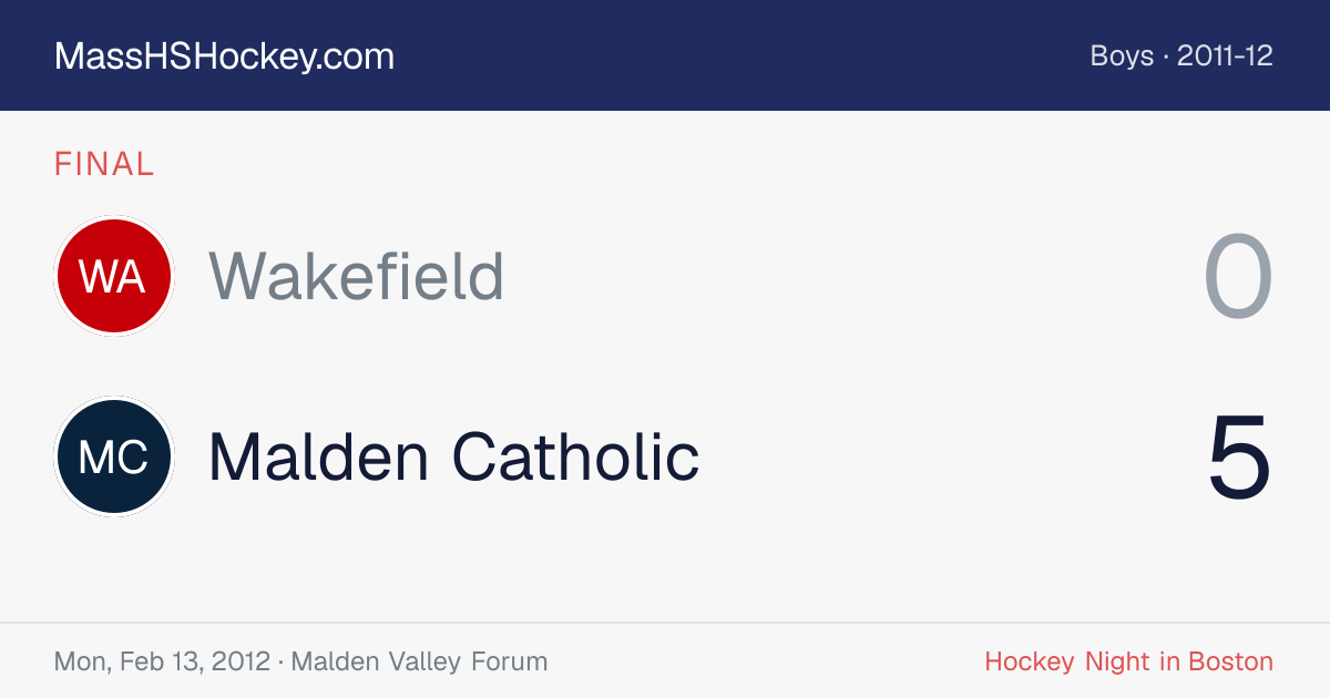 Wakefield at Malden Catholic score card