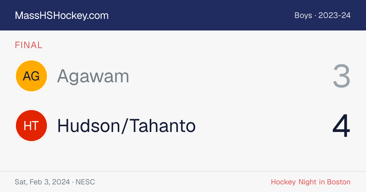 Agawam at Hudson/Tahanto score card