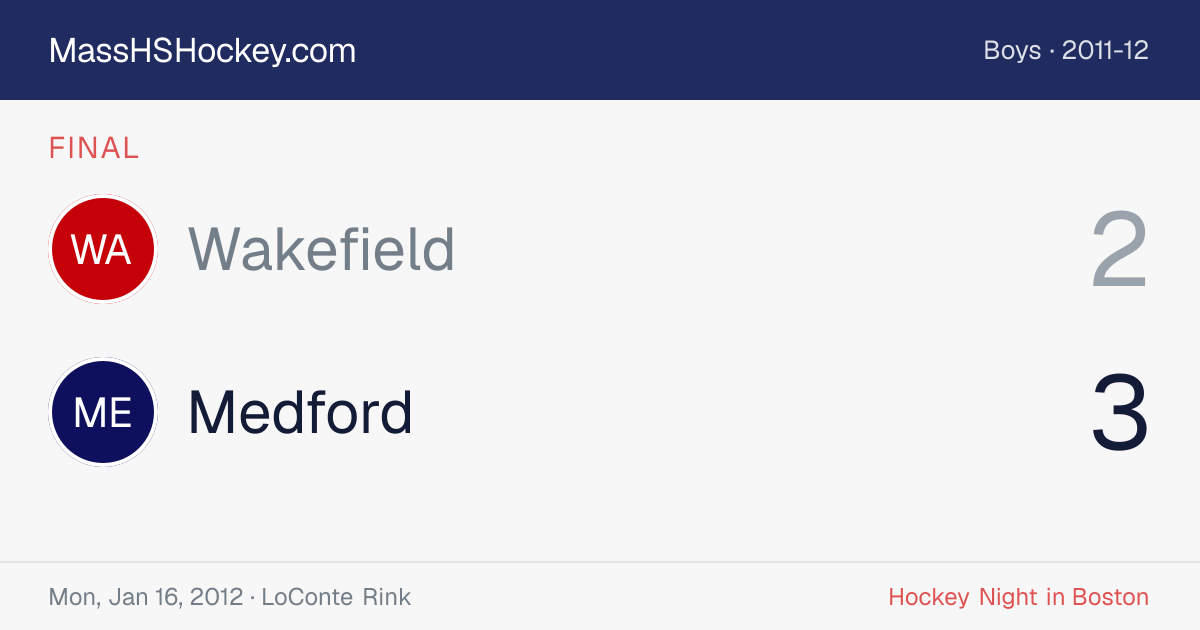 Wakefield at Medford score card
