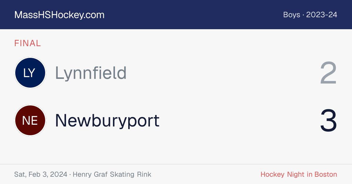 Lynnfield at Newburyport score card